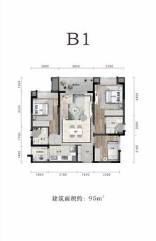 奥山府1期3室2厅2卫97.00平户型