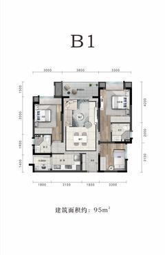 奥山府1期3室2厅2卫97.00平户型
