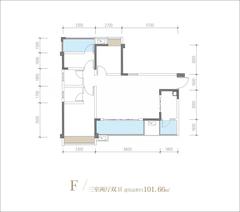 凯丽新城1期3室2厅2卫97.32平户型