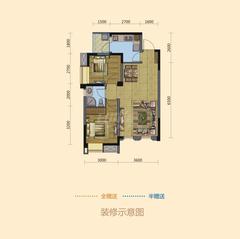 东湖郡2室2厅1卫67.28平户型