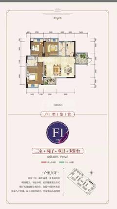 蝴蝶洲3室2厅2卫95.89平户型