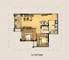 银海中心2室2厅1卫68.47平户型