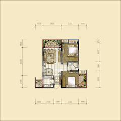宏润达上城2室2厅1卫75.75平户型