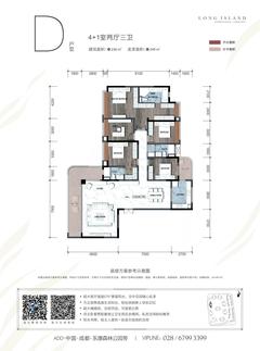 蓝光江安城6期5室1厅3卫236.00平户型