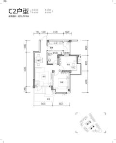 靖湖湾2室2厅1卫72.30平户型