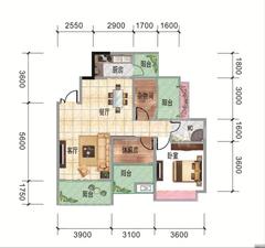 吉祥湾1期3室2厅1卫96.45平户型