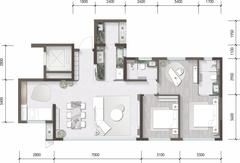 湔投.云璟1期3室2厅2卫101.00平户型