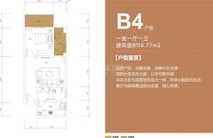 空港小院花语1室1厅1卫56.77平户型