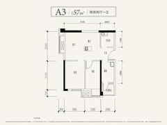 龙湖上城1期1室1厅1卫57.44平户型