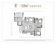 龙湖九里璟颂名邸1期4室2厅2卫126.93平户型
