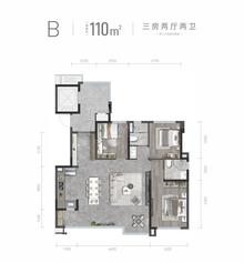 嘉辰名邸1期3室2厅2卫110.00平户型