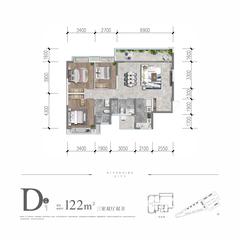 臻云府牧水阁1期4室2厅2卫122.00平户型