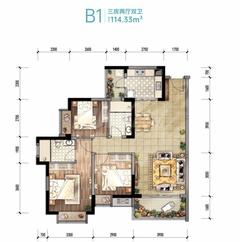 林语台（嘉裕第六洲8期）3室2厅2卫114.00平户型