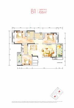 玲珑庭1期3室2厅2卫106.15平户型