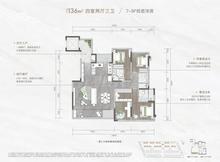 粼湖天境小区1期4室2厅3卫136.00平户型