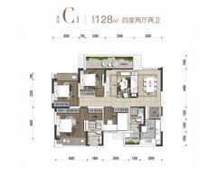 香悦庭1期4室2厅2卫128.00平户型