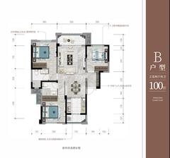 宁江大院4期3室2厅2卫100.00平户型