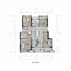 金地格林云上1期（格林雅苑）4室2厅2卫105.00平户型