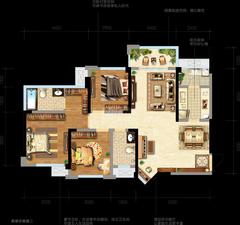 朗基御今缘3室3厅2卫96.00平户型