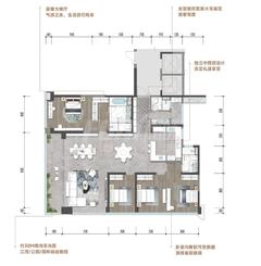 珠江铂世花园2期4室2厅3卫222.00平户型