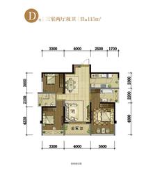 中铁诺德滨湖中心3室2厅2卫115.00平户型