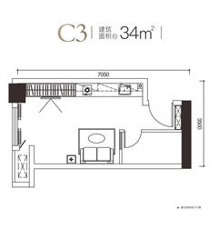 华庭悦璟小区34.00平户型