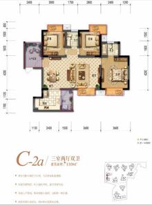 棠湖清江花语1期3室2厅2卫110.00平户型
