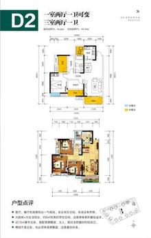 泰合新光华府3室2厅1卫96.38平户型