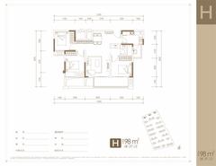 中交锦观观宸小区（中交锦观小区2期）3室2厅1卫98368.00平户型
