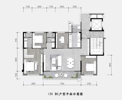 越秀曦悦府1期4室2厅2卫132.24平户型