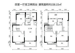 水岸明珠小区1期4室1厅2卫154.21平户型