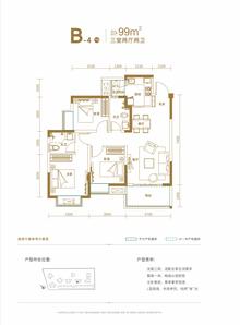 龙腾御锦城1期3室2厅2卫99.00平户型