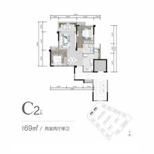 蜀澜峰荟花园1期2室2厅1卫69.00平户型