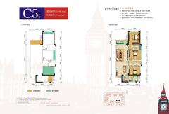 和裕.印象1期2室1厅2卫98.18平户型