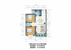 河曲佳苑2室2厅1卫74.93平户型