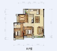 雍锦澜湾1期3室2厅2卫106.00平户型