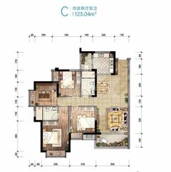 林语台（嘉裕第六洲8期）4室2厅2卫123.00平户型