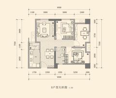 恒河广场3室1厅1卫82.22平户型