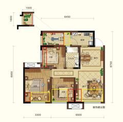 润扬观澜鹭岛3室2厅1卫72.80平户型