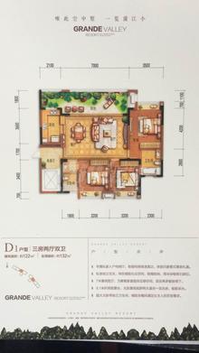花样年大溪谷2期3室2厅2卫122.00平户型