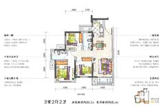 幸福麓山一期3室2厅2卫83.50平户型
