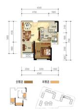 荣盛花语城 1室2厅1卫 44.27平米