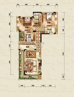 古川上苑3室2厅2卫129.66平户型