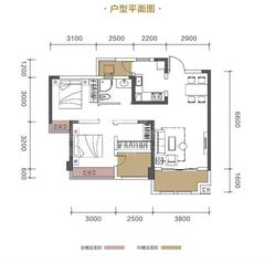 中筑西府兰庭3室2厅1卫85.00平户型