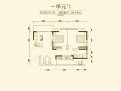 芙蓉花园城3期锦芙蓉2室2厅1卫88.85平户型