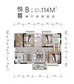 香江悦湖春天花园1期3室2厅2卫114.00平户型