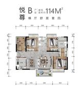 香江悦湖春天花园1期 3室2厅2卫 114.00平米