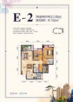 天立世纪华府2室2厅2卫102.00平户型