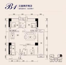 航利.星海湾三期北区（星海名门）3室2厅2卫122.86平户型