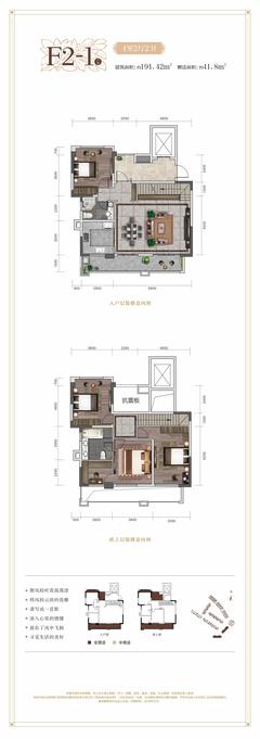 蔚蓝卡地亚·云墅4室2厅2卫191.42平户型